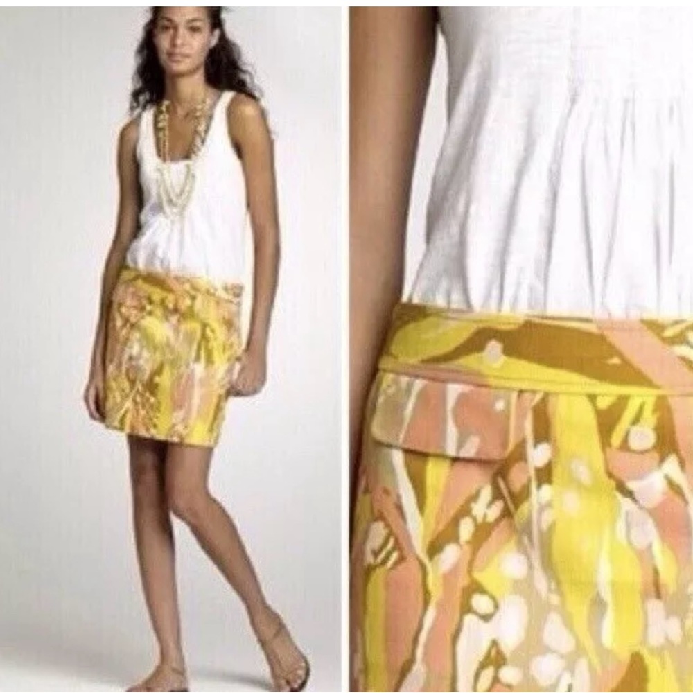 J. Crew Yellow Printed Mini Skirt